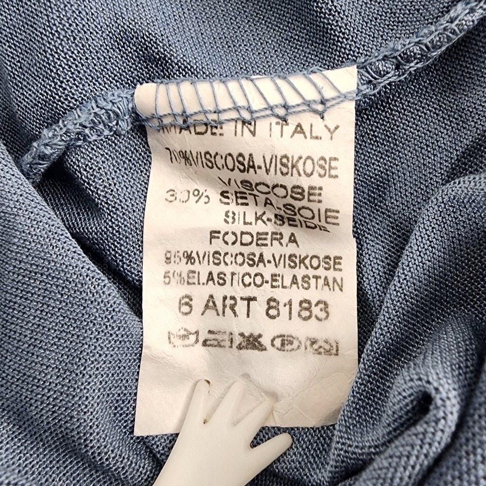 Made in Italy Silk Blend Polka Dot Ponho Top Blue Painterly Layered Lagenlook - Picture 3 of 14